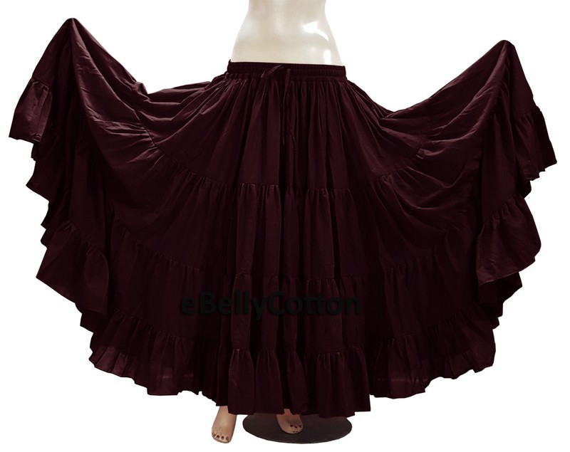 Purple Skirt 25 Yard 4 Tier Cotton Belly Dance Tribal Gypsy Flamenco Jupe ATS