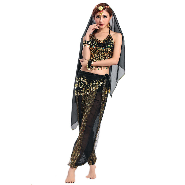 Belly Dance Outfit Top Belt Dance Party Set Dancer Bollywood Costume for Women