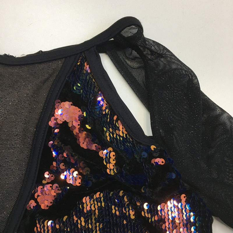 WEISSMAN Black MultiColor Sequin Dance One Piece Romper Womens sz Small/XS gallery