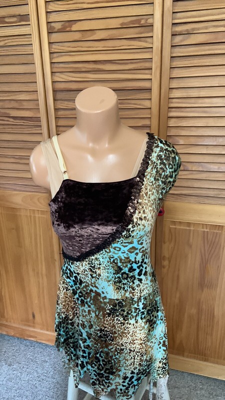 ANIMAL PRINT DANCE COSTUME size small adult Green brown & black Free Shipping