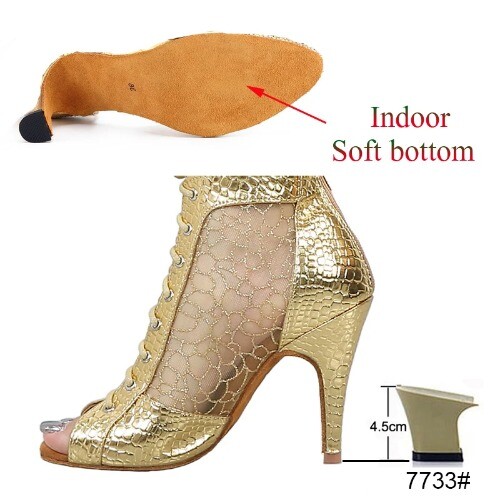 Latin Dance Shoes Women's Salsa Tango Ballroom Party Heeled Boots Rubber Sole gallery