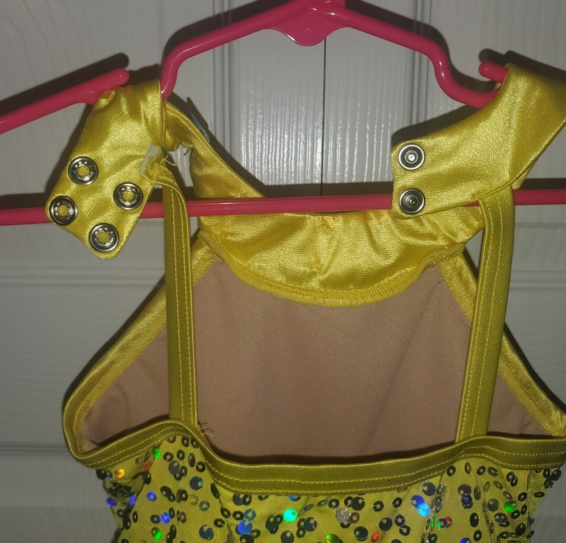 Weissman Canary Yellow Sequin Tutu Pageant Dress XSC w/ Bow gallery