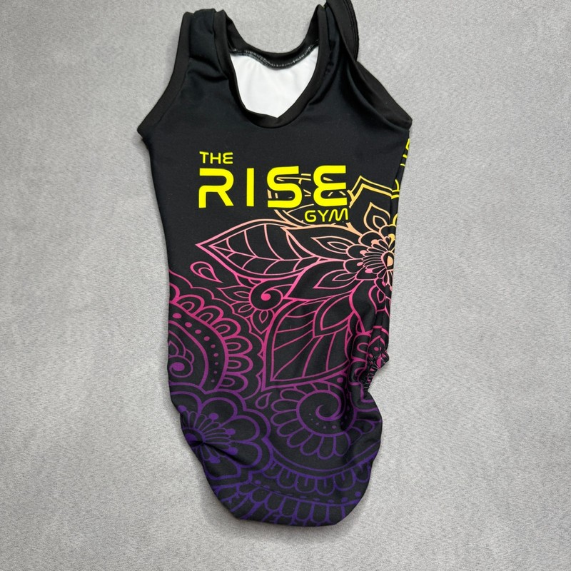 GymGear Leotard Child XS 5/6 Black Multicolor The Rise Gym Sleeveless Stretch