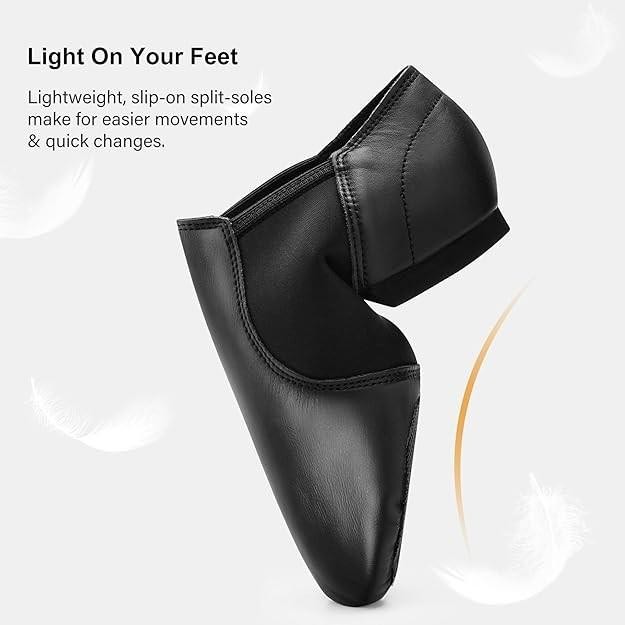 Tent Leather Upper Jazz Shoe Slip-on for Women and Men's Dance Shoes Black 9M gallery