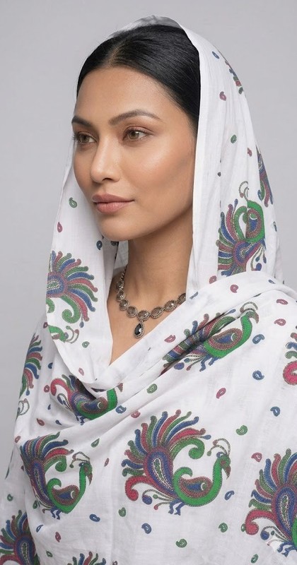 Bellydance Cotton Reyon Blend Table Print Women Dupatta with Tassels Veil Scarf gallery