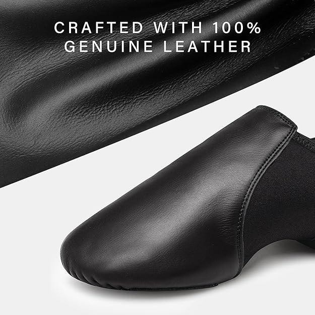 Tent Leather Upper Jazz Shoe Slip-on for Women and Men's Dance Shoes Black 9M gallery
