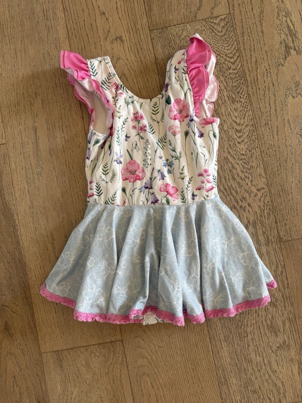 Cheeky Plum Dance Leotard Floral Pink Blue 5T