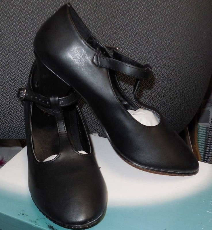 NEW Leos Shoes 938 size 5 2″ T strap Ladies character shoes leather upper/sole