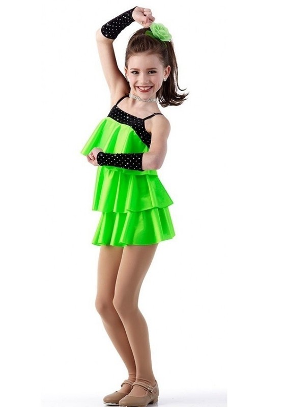 Lot of 12 Cover Girls 6-CXS & 6-CS Green Dance Costume Ruffled Dress & Gloves gallery