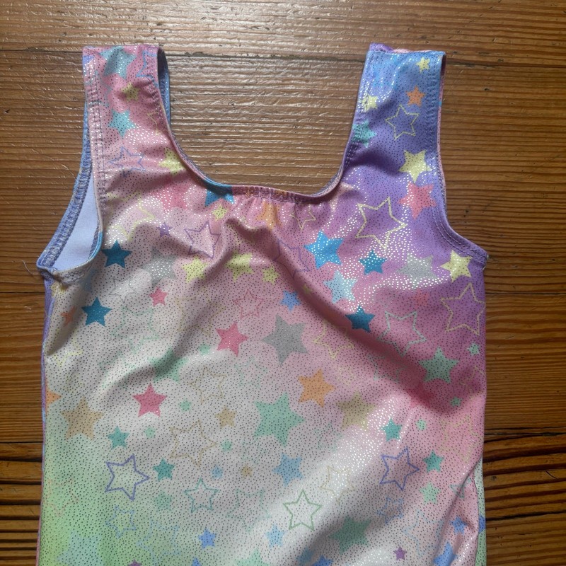 Colorful pastel star sleeveless athletic girls gymnastic bodysuit SIZE 3-4 gallery