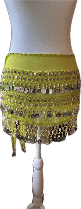 Belly Dance Gold Coin Skirt Hip Scarf Blue/Yellow/Green