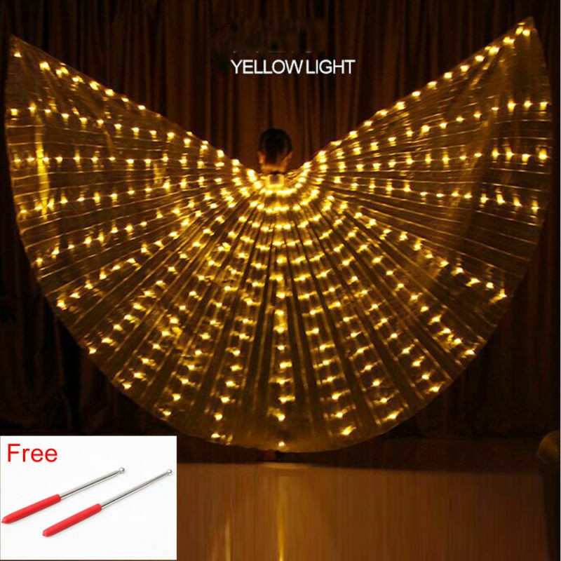 360° LED Wings + 2*Steel Sticks Belly Dance Stage Props With Extension Rod Stick gallery