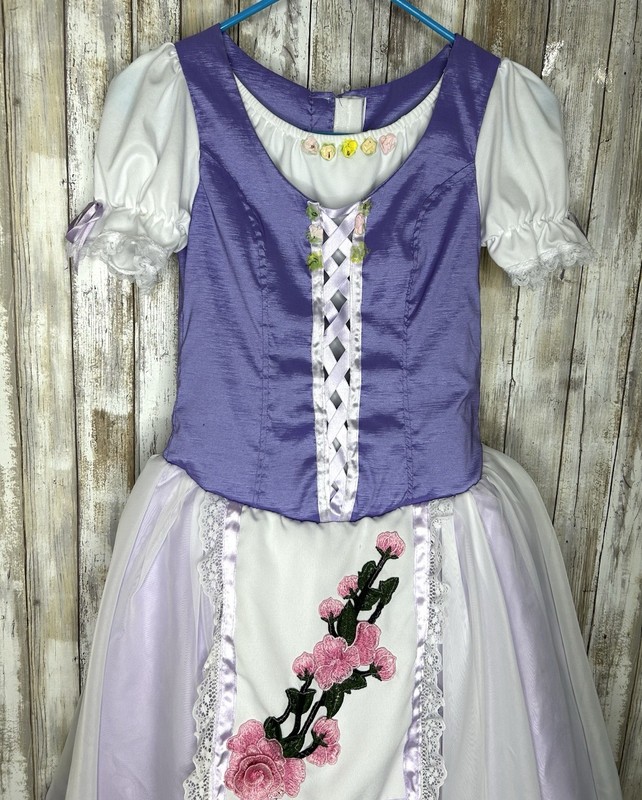 Girls Lavender & White Ballet Tutu Dress Costume With Floral Apron Embroidery gallery