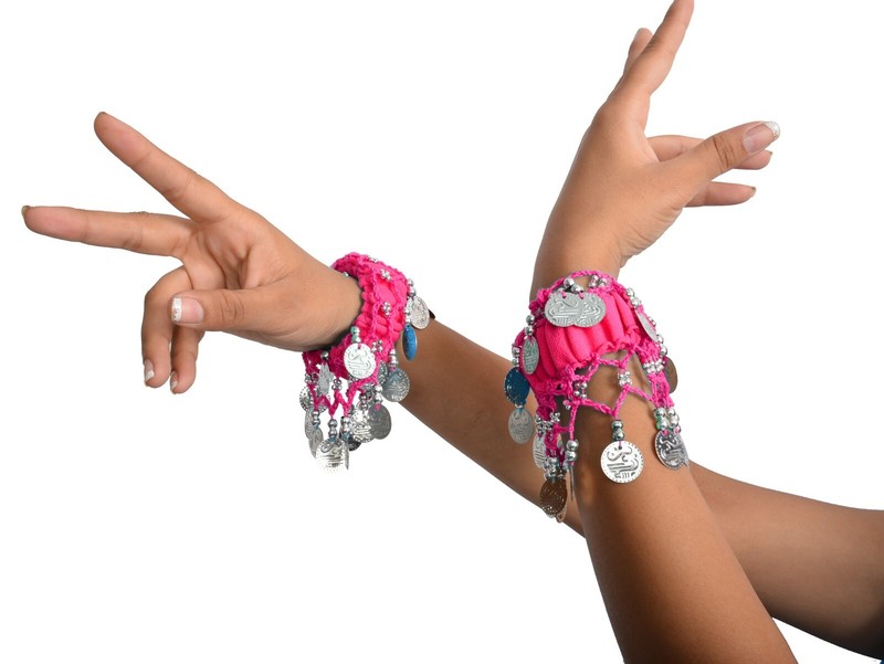 Wholesale Cuff Belly Dancing Hand Bracelets Bands with Silver Coins Mix Lot 100