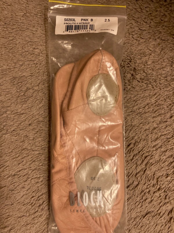 BLOCH Prolite II Hybrid “S0203L” Size 2.5B Pink Split-Sole Ballet Shoes