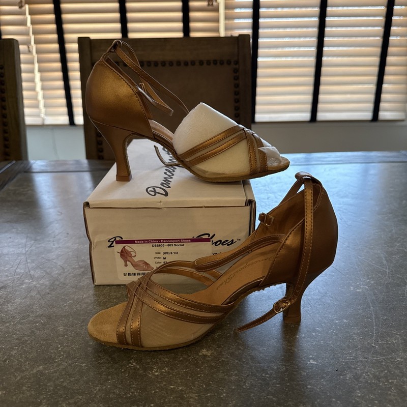 Dancesport Shoes Women’s Bronze Ballroom Dance Heels Sz 6.5