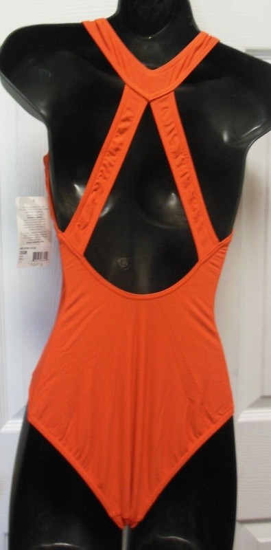 CAPEZIO Pleated SYNERGY DANCE LEOTARD BALLET Mandarin Orange X-Strap 10189 gallery