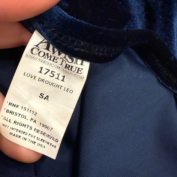 A Wish Come True Love Drought Velvet Lace Blue Dance Costume Size Adult Small gallery
