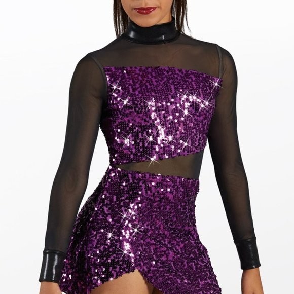 BALERA Weissman Dance Costume MA Black SQ11734 Ultra Sparkle Wrap Front Dress gallery