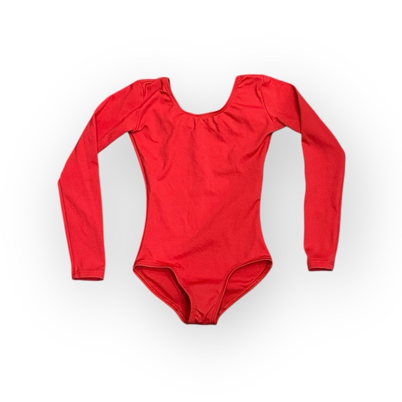 Capezio Long Sleeve Red Dance Leotard Size Small CS Nylon Spandex Ballet Kids