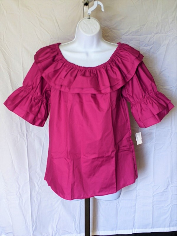 Square Dance Blouse Petite Solid Colors Short Sleeve Ruffle MALCO MODES 2237 NEW