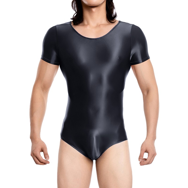 Men Jumpsuit Gym Bodysuit Sports Romper Yoga Unitard Silk Short Sleeve Fitness