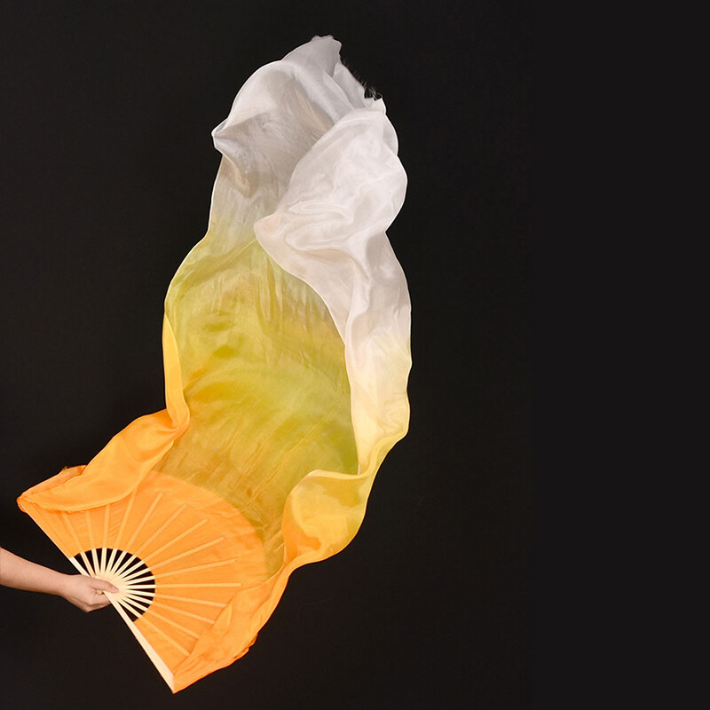 1.8m Long Belly Dance Fan Faux Silk Bamboo Fan Veil Gradient Colorful Chinese gallery