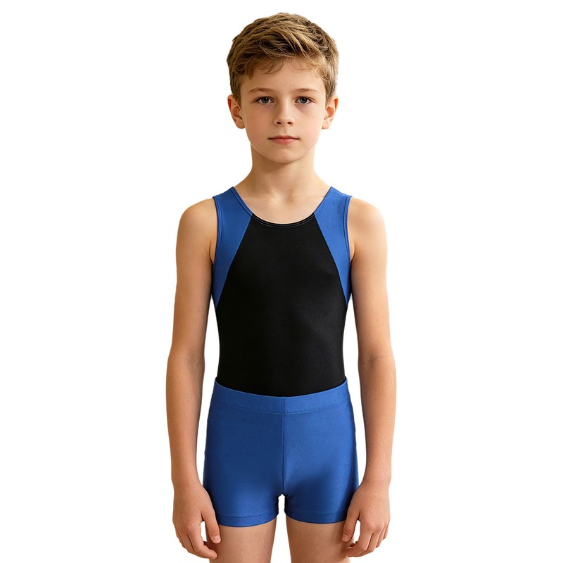 Kids Boys Gymnastics Ballet Dance Leotards Tank Top Shorts Tumbling Suit Workout