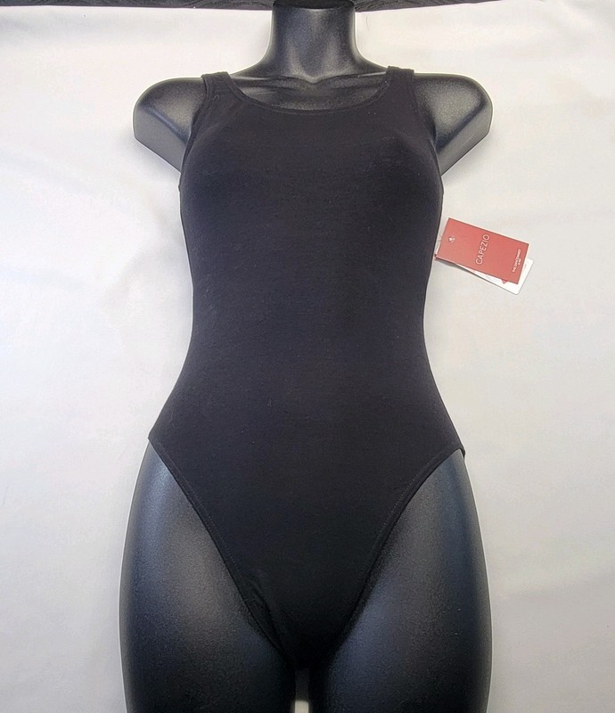 Capezio Tank Leotard Black Scoop Front & Back Jazz Legline SZ. XS-A