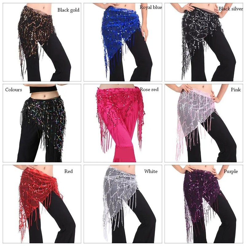 Belly Dance Costumes Sequins Tassel Belly Dance Hip Scarf for Women. gallery