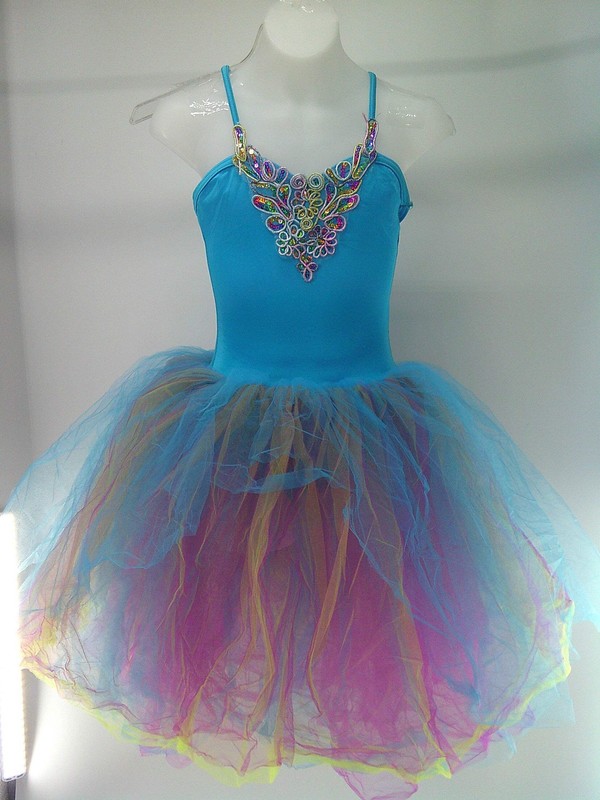 Dance Costume Large Child Blue Costume Gallery Ballet Peacock Colorful Tutu