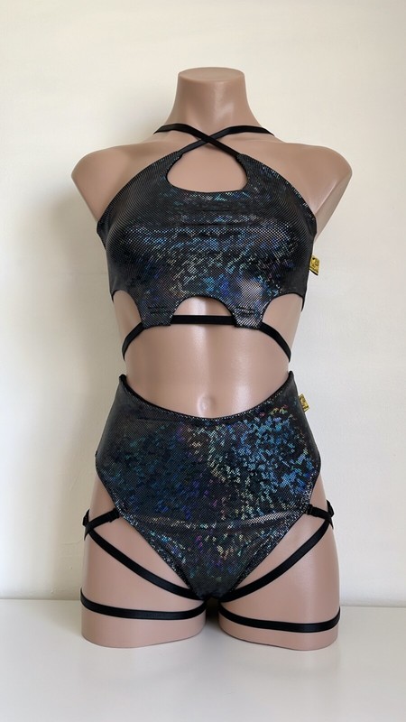 Schminke 😽 Baby Evils bra top dance set Pole-wear pleasure bottoms hologram