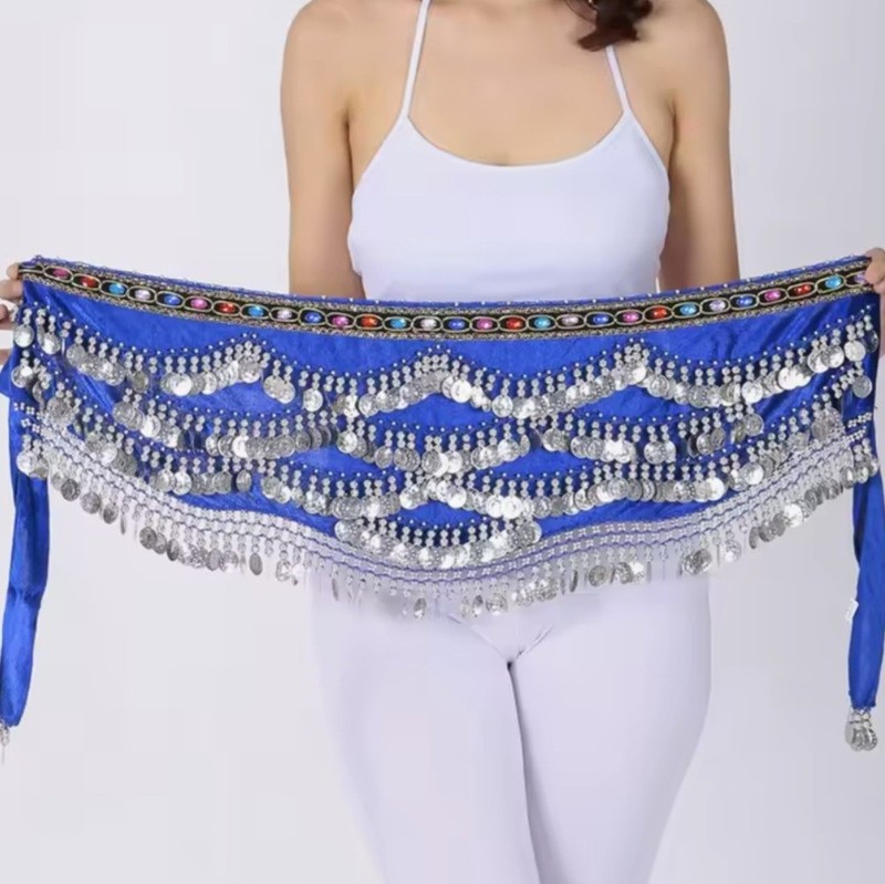 New velvet Silver coin Belly Dance Costume Waist Chain Hip Scarf Wrap Belt Skirt gallery