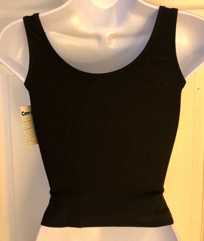 GK JAZZ DANCE ADULT SMALL BLACK TOP RIBBON CRISSCROSS METAL RINGS TANK TOP AS gallery