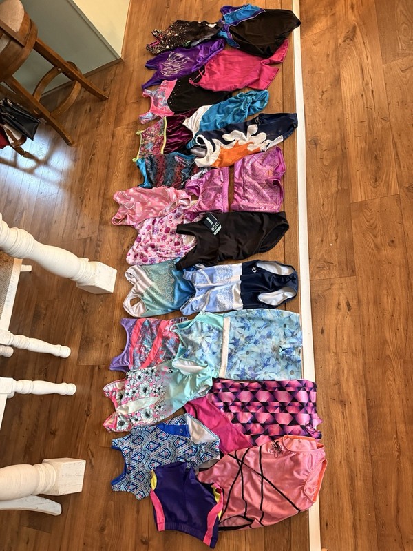 Girls Lot Of 21 Gymnastics Leotards Sizes CM-CL