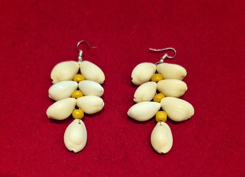 Handmade Cowrie Shell Jewelry Set Colorful Wooden Beads Necklace Earrings Festiv gallery