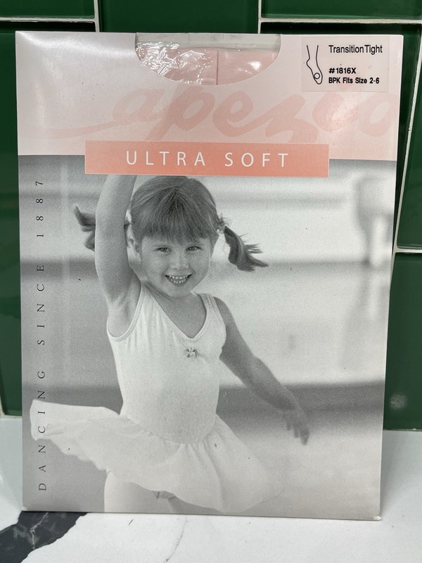 CAPEZIO Ultra Soft Transition Tights Pink Sz 2-6 #1816X BPK New/Unopened