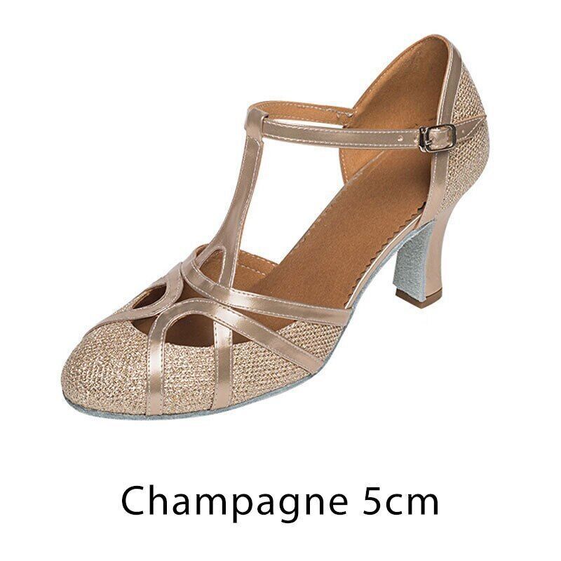 Salsa Dance Shoes Women Latin Dance Shoes Glitter Closed Toe High Heels 5cm 7cm