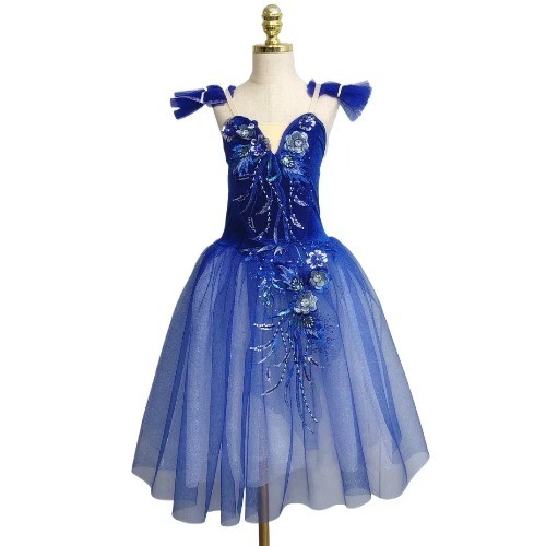 Long Ballet Tutu Skirts 3d Flower Performance Costumes Dance Romantic Dress