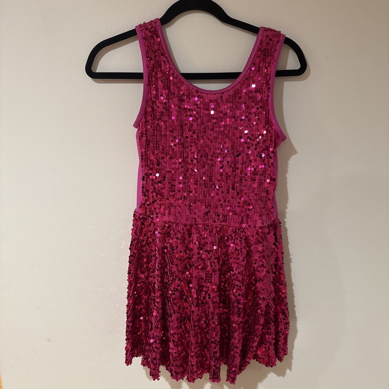 Pink Weissman Sequin Jazz Costume Size XL Child 12/14 :Attached Full Leotard