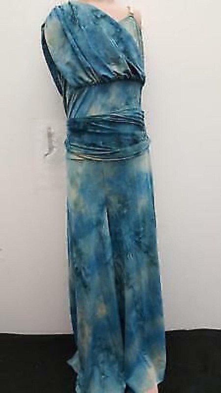 Dance Costume Dansco Dansco Tie Dye Jumpsuit Teal Medium Adult Contemporary Mod