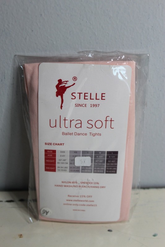 NEW Stelle 1 Pair Ballet Pink Tights Closed Toe Dance Wear Girls XS 4-6 years