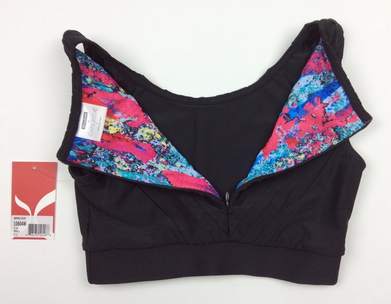 Capezio Empire Crop Top Adult Small Dance Gymnastics Cheer Zip Closure Black NWT