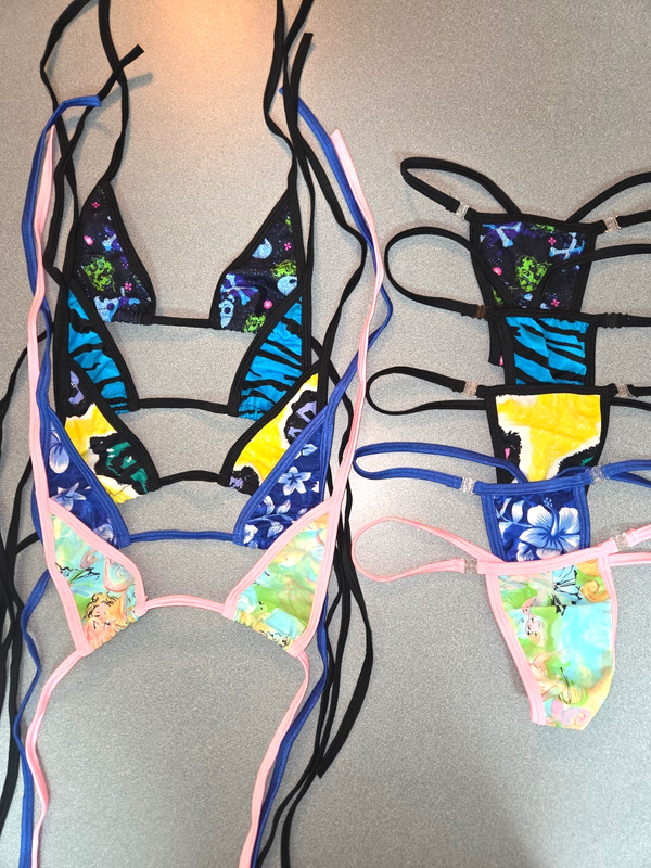 New lot of 5 micro -A thong bikini sets with break away clip thongs
