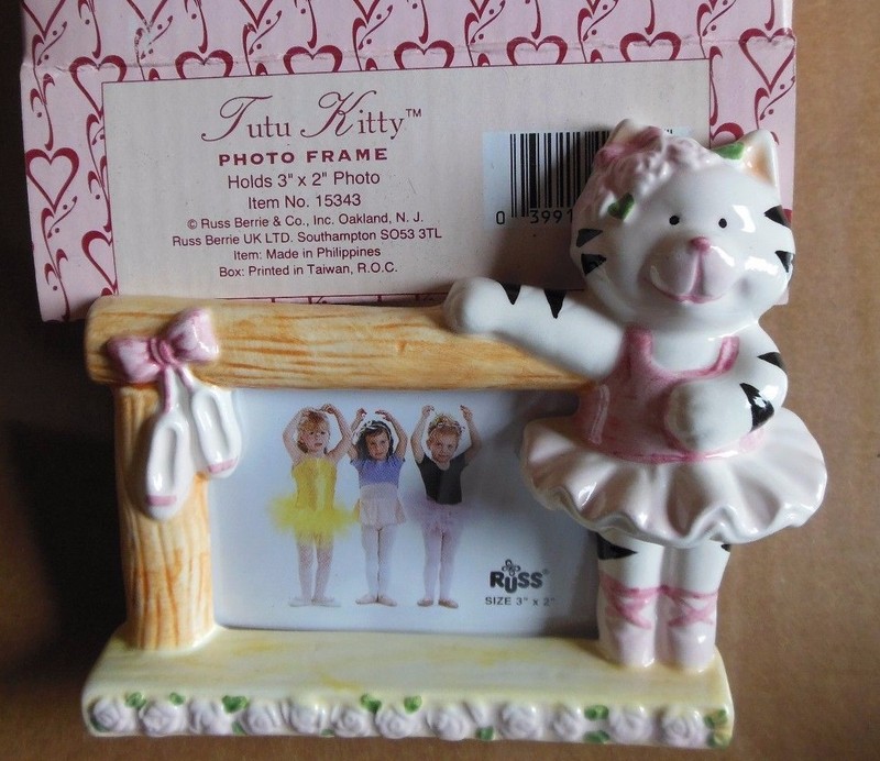 Tutu Kitty Ballerina Cat Frame Russ Berry fits about a 3×2″ photo Dance gift