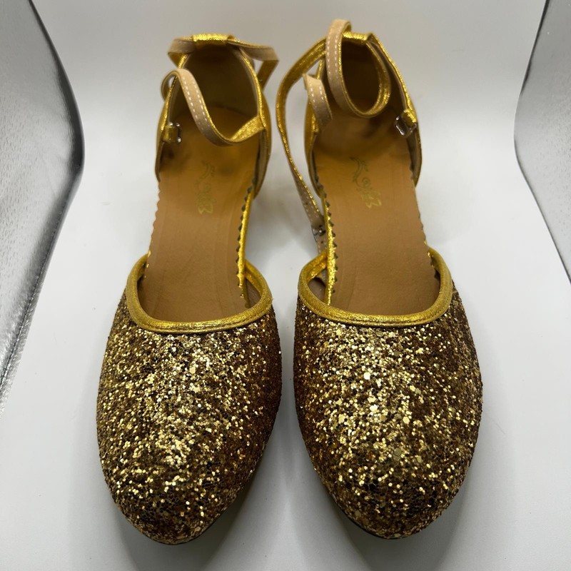 NEW Dance And Sway Women’s Size 8 Ballroom Gold Shoes Heel 1.3”