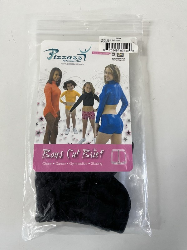 Pizzazz Brand Boys Cut Brief Black Youth Small Cheer Dance New In Original Bag gallery