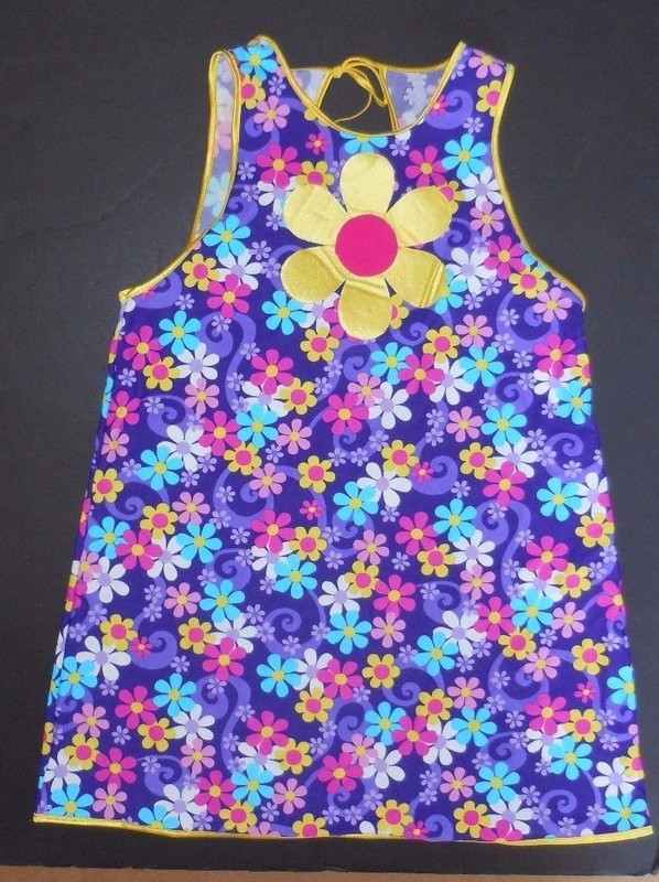 NWOT Matte Spandex Print Dress 60’s Dance Costume Flower Daisy Girls Lchild 12C