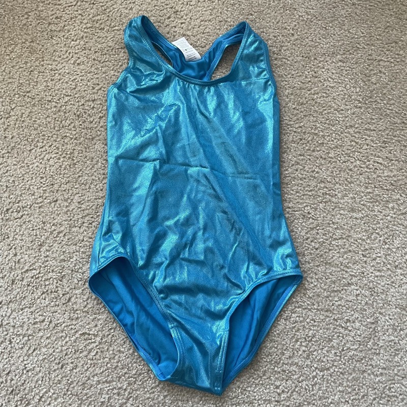 Balera LC Blue Metallic Dance Gymnastics Leotard Girls Large Child Shiny