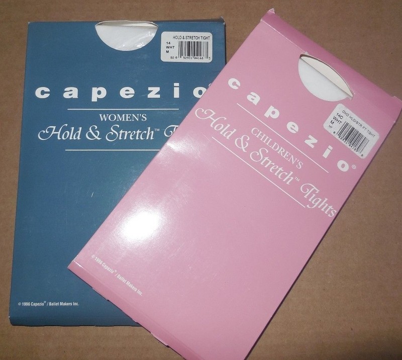 CAPEZIO HOLD N STRETCH ch/ladies White Praise tights # 14 & 14C Dance footed